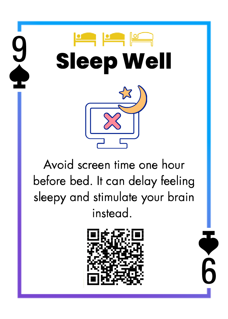 9 of Spades – Avoid Screentime 1 Hour Before Bed