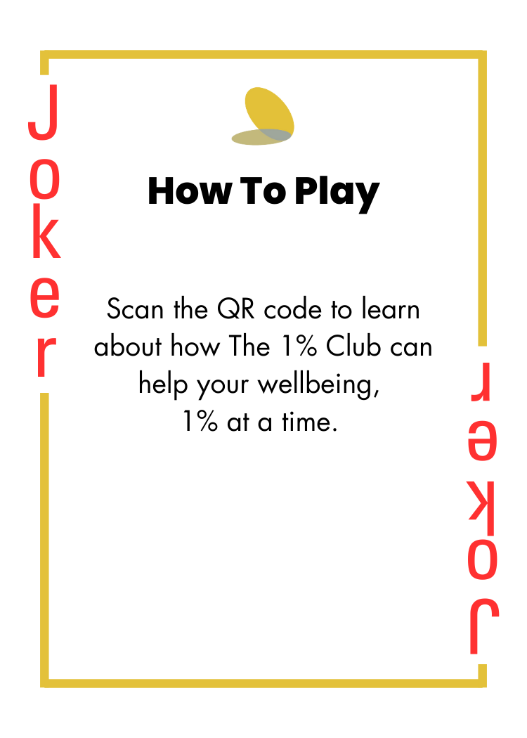 Joker Red - How to play - Scan the QR code to learn about how The 1% Club can help your wellbeing, 1% at a time